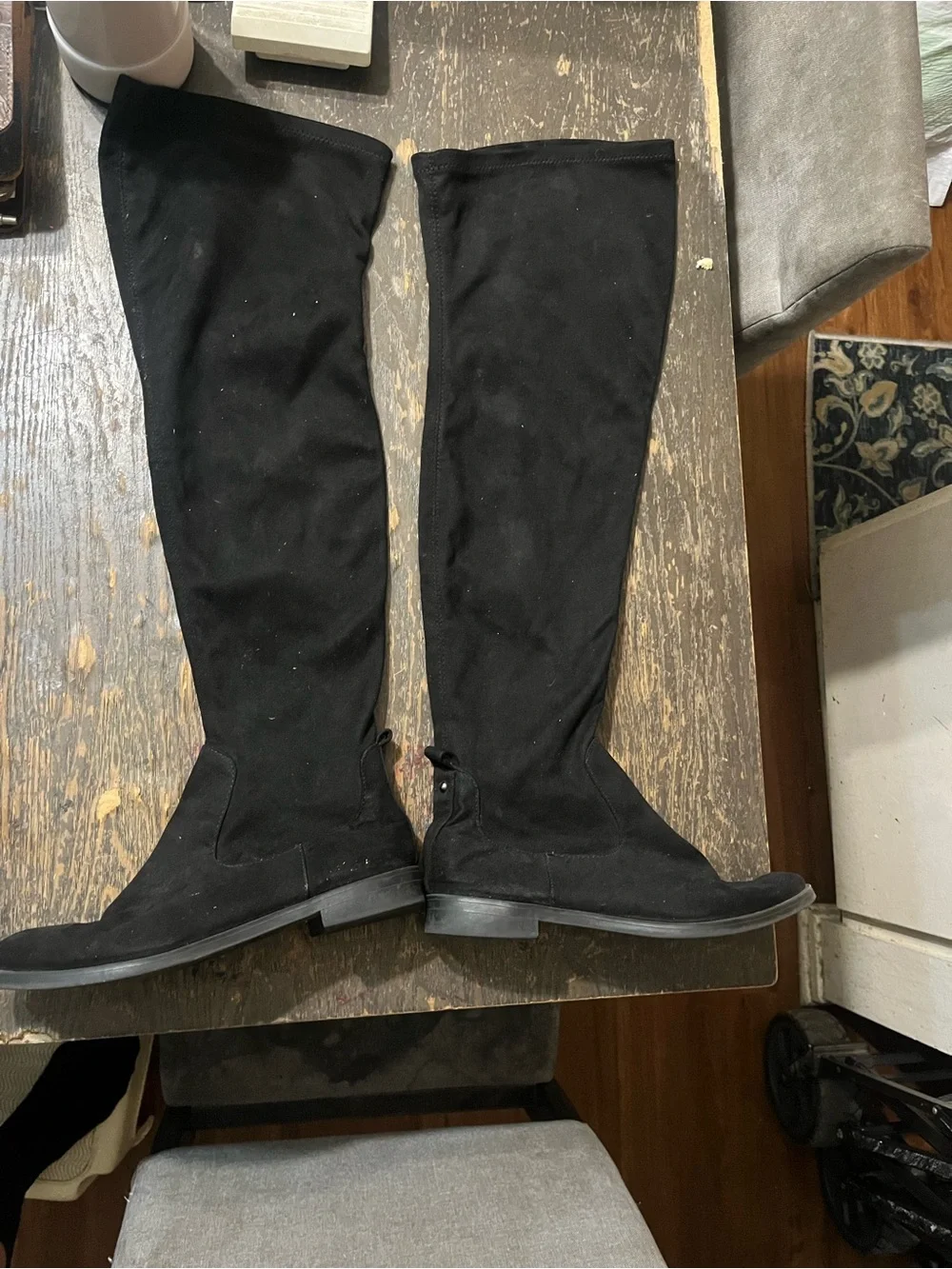 Kenneth Cole Black Suede Over-the-Knee Boots